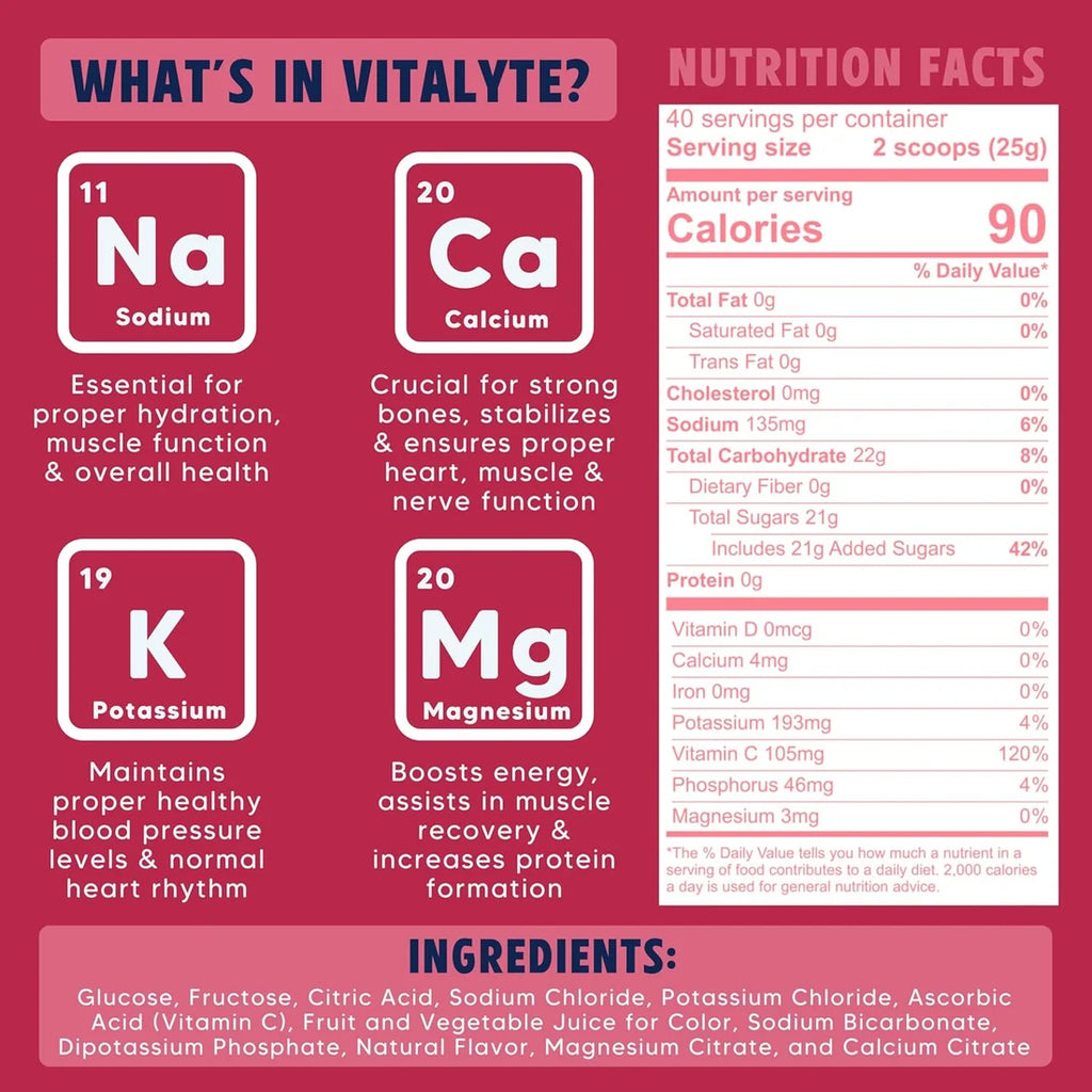 Vitalyte Electrolyte Drink Mix Cranberry Frost 40 Servings