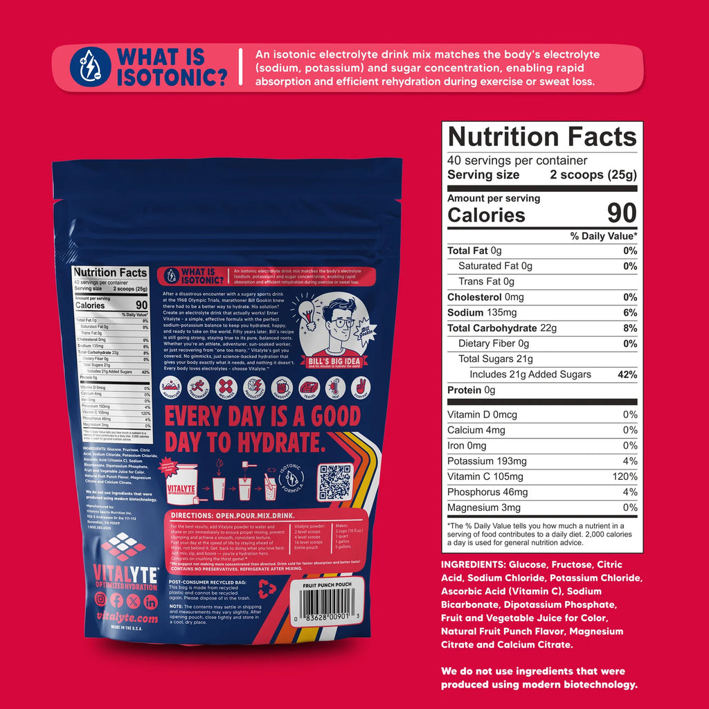 Vitalyte Electrolyte Drink Mix Fruit Punch 40 Servings